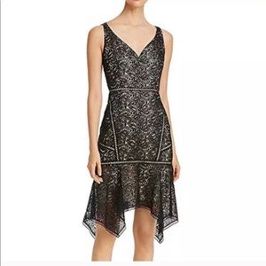 New Elie Tahari Mariya Black Lace V Neck Dress 8